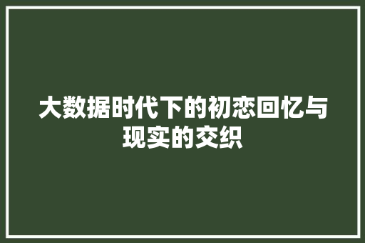 大数据时代下的初恋回忆与现实的交织 电脑基础 大数据时代下的初恋回忆与现实的交织 电脑基础