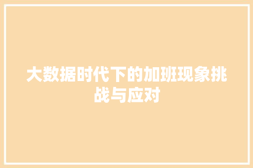 大数据时代下的加班现象挑战与应对 电脑基础