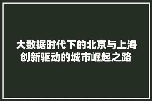 大数据时代下的北京与上海创新驱动的城市崛起之路