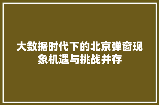 大数据时代下的北京弹窗现象机遇与挑战并存 电脑配置