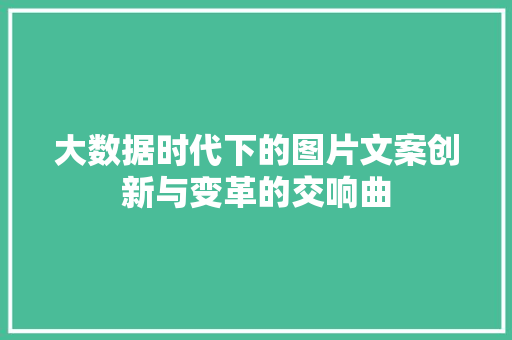 大数据时代下的图片文案创新与变革的交响曲 编程语言