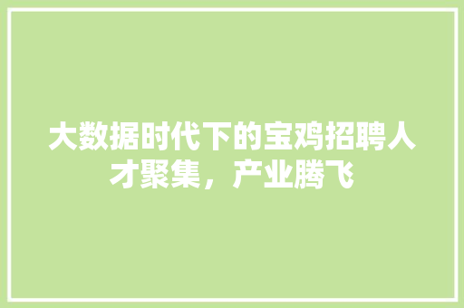 大数据时代下的宝鸡招聘人才聚集，产业腾飞