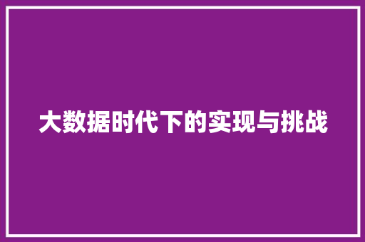 大数据时代下的实现与挑战