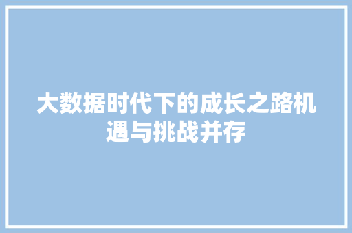 大数据时代下的成长之路机遇与挑战并存