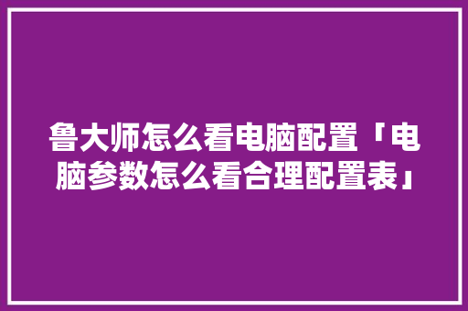 鲁大师怎么看电脑配置「电脑参数怎么看合理配置表」 鲁大师怎么看电脑配置「电脑参数怎么看合理配置表」 网络技术