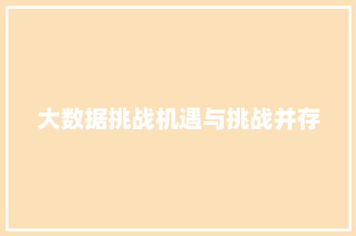 大数据挑战机遇与挑战并存