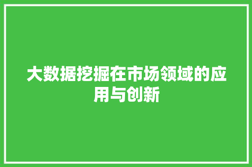 大数据挖掘在市场领域的应用与创新 电脑基础