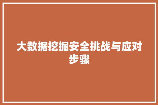 大数据挖掘安全挑战与应对步骤