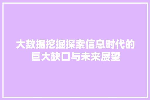 大数据挖掘探索信息时代的巨大缺口与未来展望
