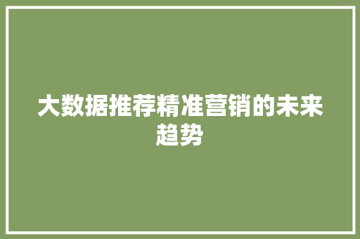大数据推荐精准营销的未来趋势