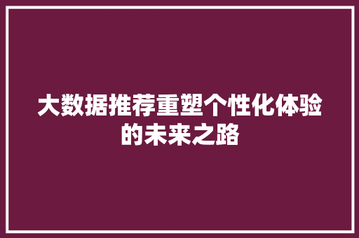 大数据推荐重塑个性化体验的未来之路