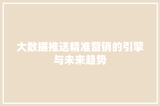 大数据推送精准营销的引擎与未来趋势