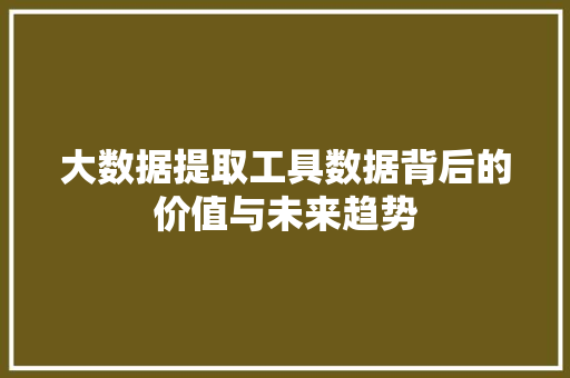 大数据提取工具数据背后的价值与未来趋势