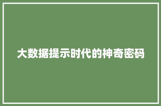 大数据提示时代的神奇密码