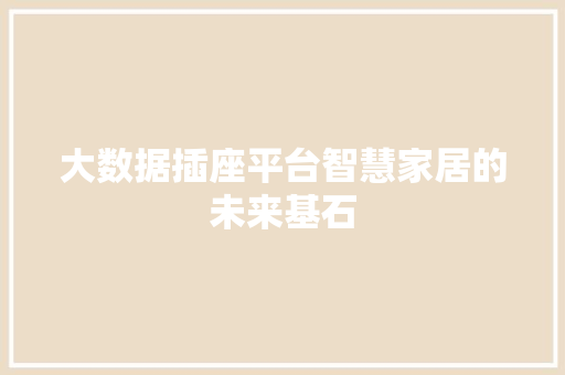 大数据插座平台智慧家居的未来基石