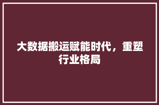 大数据搬运赋能时代，重塑行业格局
