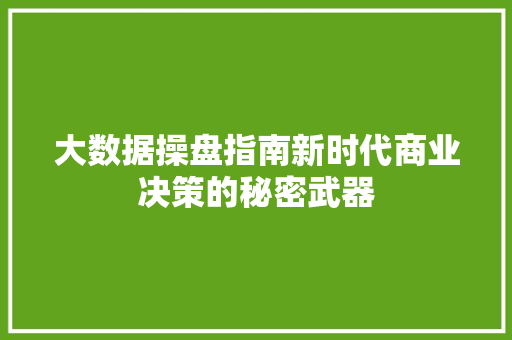 大数据操盘指南新时代商业决策的秘密武器