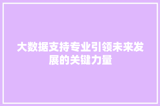 大数据支持专业引领未来发展的关键力量