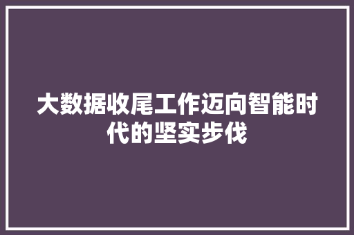 大数据收尾工作迈向智能时代的坚实步伐