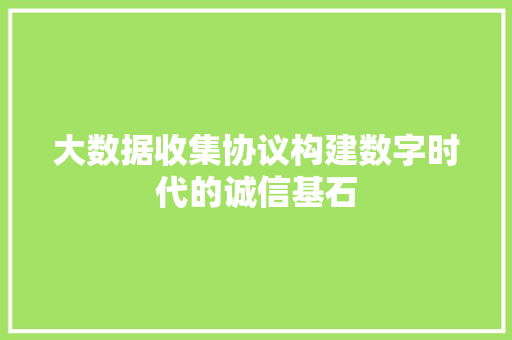 大数据收集协议构建数字时代的诚信基石