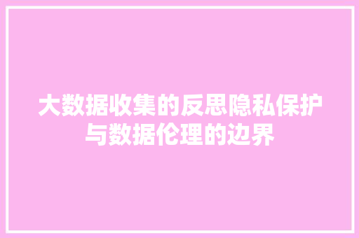 大数据收集的反思隐私保护与数据伦理的边界
