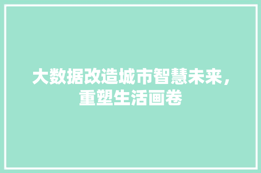 大数据改造城市智慧未来，重塑生活画卷