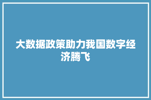 大数据政策助力我国数字经济腾飞