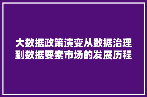 大数据政策演变从数据治理到数据要素市场的发展历程