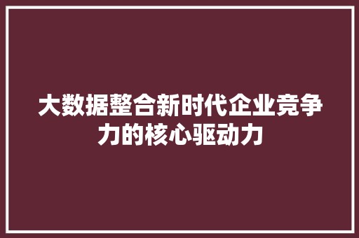 大数据整合新时代企业竞争力的核心驱动力 大数据整合新时代企业竞争力的核心驱动力