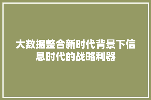 大数据整合新时代背景下信息时代的战略利器 大数据整合新时代背景下信息时代的战略利器