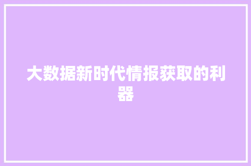 大数据新时代情报获取的利器
