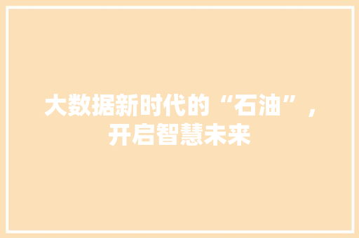 大数据新时代的“石油”,开启智慧未来 大数据新时代的“石油”,开启智慧未来