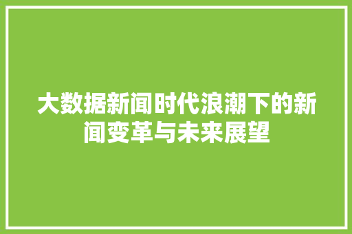 大数据新闻时代浪潮下的新闻变革与未来展望 编程语言 大数据新闻时代浪潮下的新闻变革与未来展望 编程语言