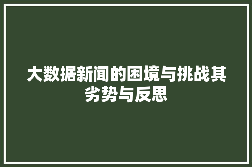 大数据新闻的困境与挑战其劣势与反思 大数据新闻的困境与挑战其劣势与反思
