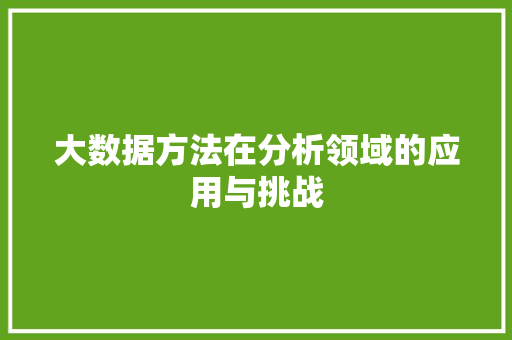 大数据方法在分析领域的应用与挑战 大数据方法在分析领域的应用与挑战