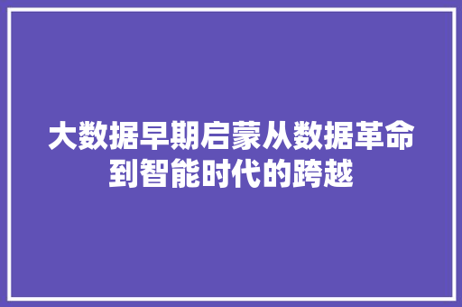 大数据早期启蒙从数据革命到智能时代的跨越
