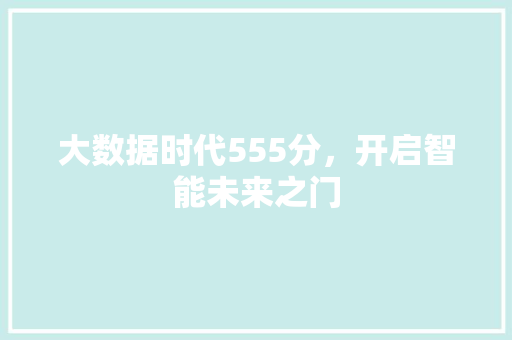 大数据时代555分，开启智能未来之门