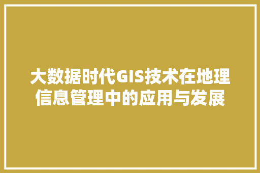 大数据时代GIS技术在地理信息管理中的应用与发展 编程语言