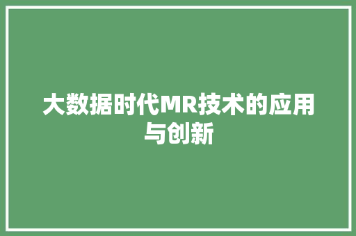 大数据时代MR技术的应用与创新 编程语言