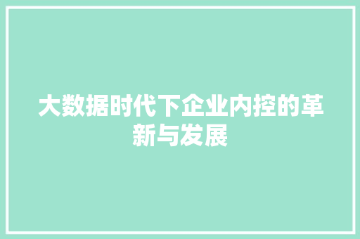大数据时代下企业内控的革新与发展 大数据时代下企业内控的革新与发展