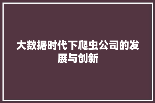 大数据时代下爬虫公司的发展与创新