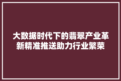 大数据时代下的翡翠产业革新精准推送助力行业繁荣 电脑基础