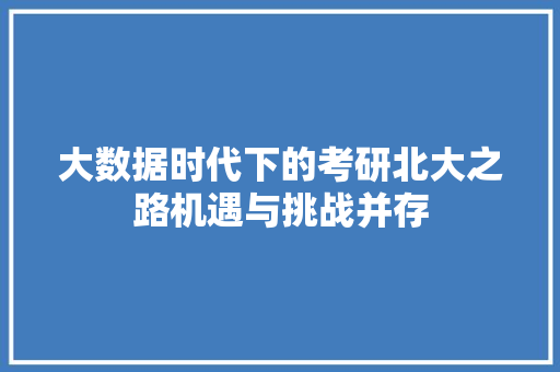 大数据时代下的考研北大之路机遇与挑战并存 电脑配置 大数据时代下的考研北大之路机遇与挑战并存 电脑配置