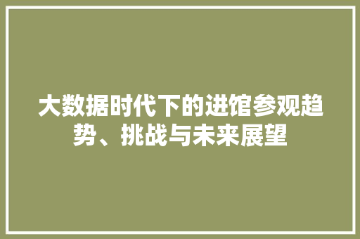 大数据时代下的进馆参观趋势、挑战与未来展望