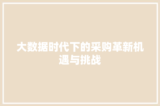 大数据时代下的采购革新机遇与挑战