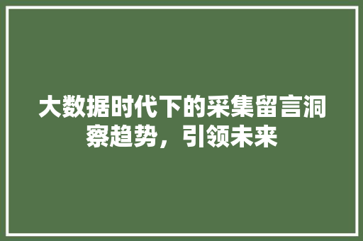 大数据时代下的采集留言洞察趋势，引领未来