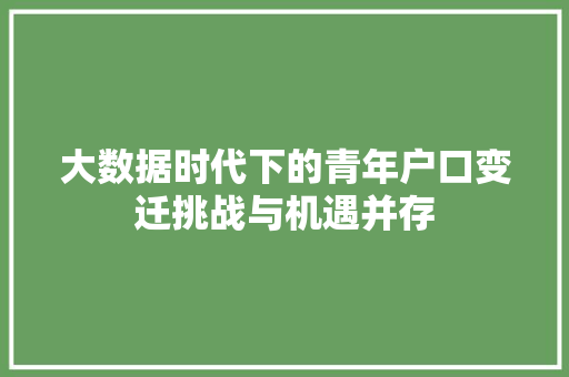 大数据时代下的青年户口变迁挑战与机遇并存