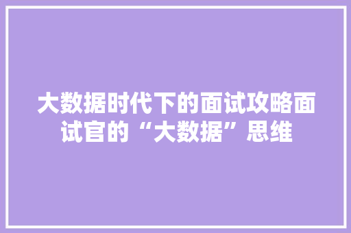 大数据时代下的面试攻略面试官的“大数据”思维