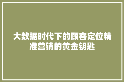 大数据时代下的顾客定位精准营销的黄金钥匙