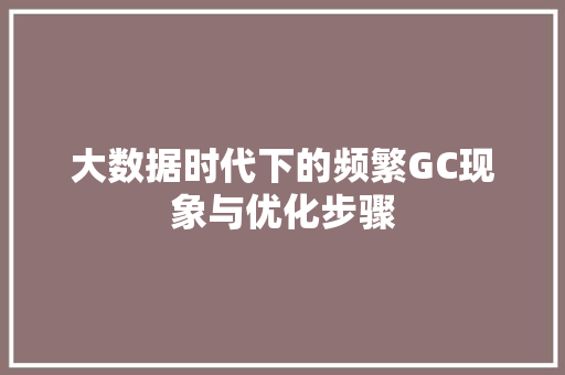 大数据时代下的频繁GC现象与优化步骤